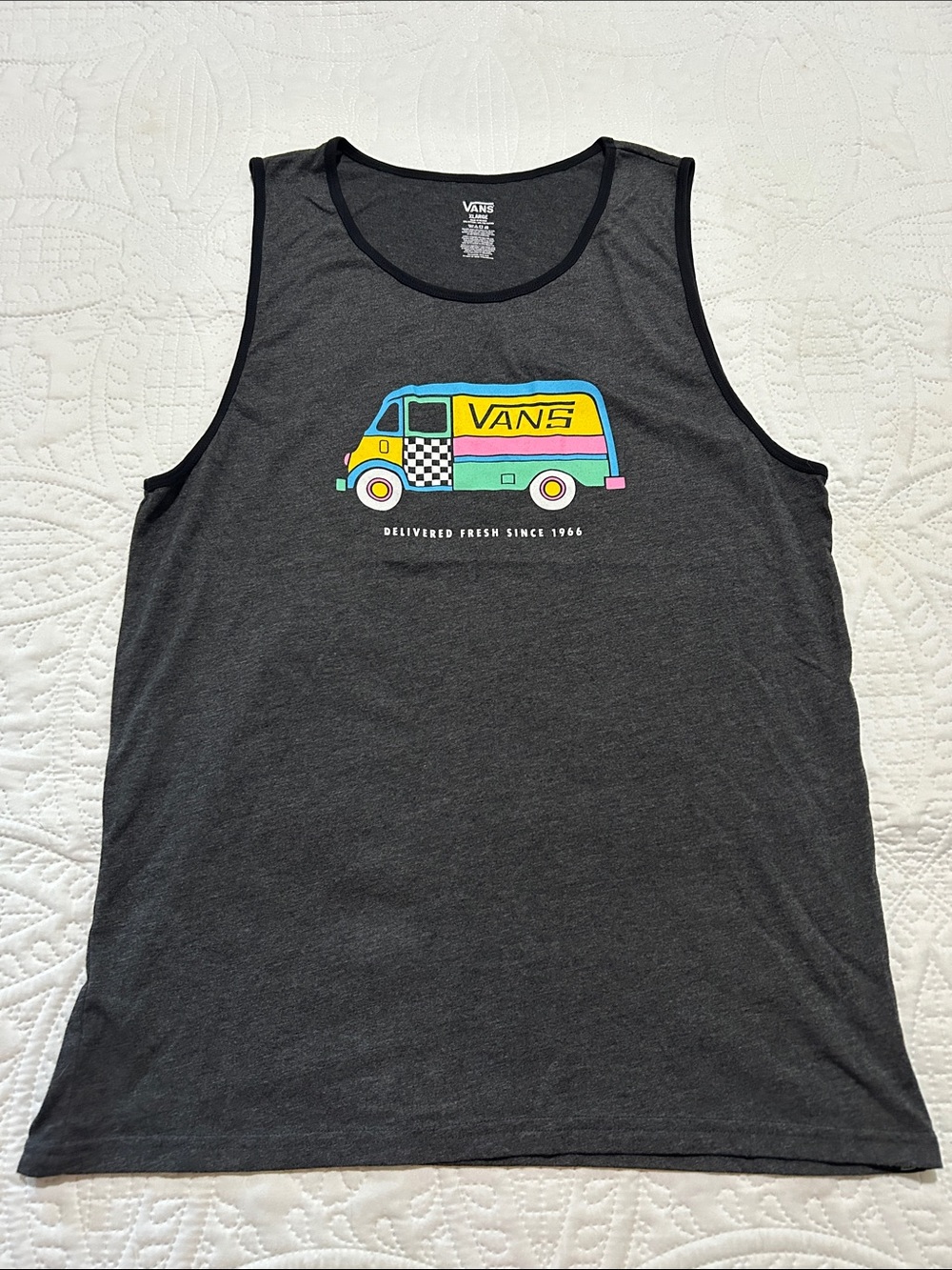 Vans Charcoal Tank Top with Bright Van Graphic Sz: XL
